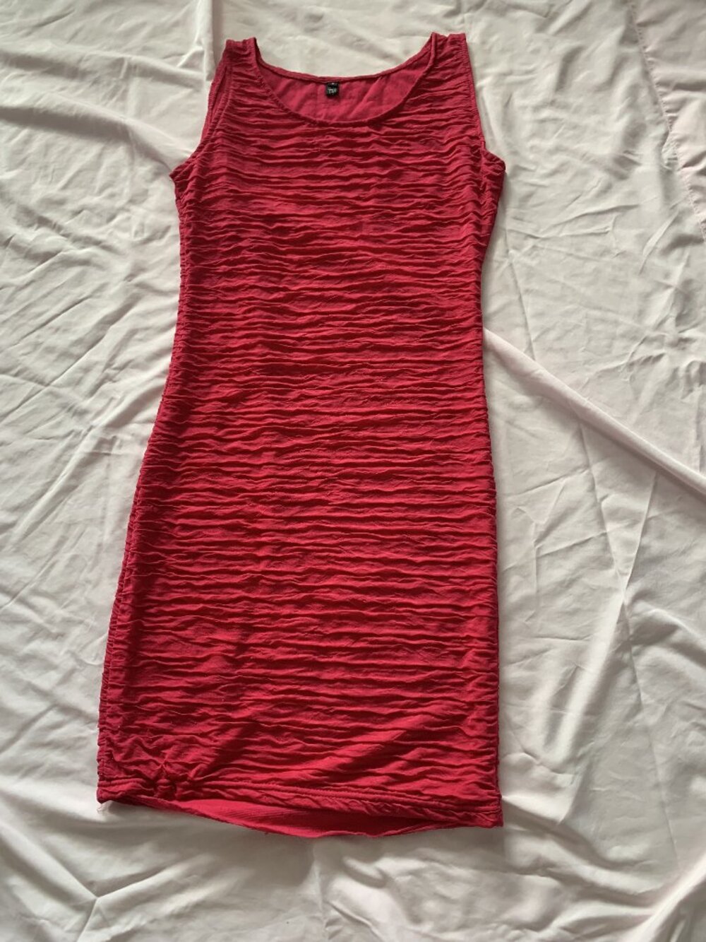 Bright Pink Sleeveless Textured Mini Dress Size S